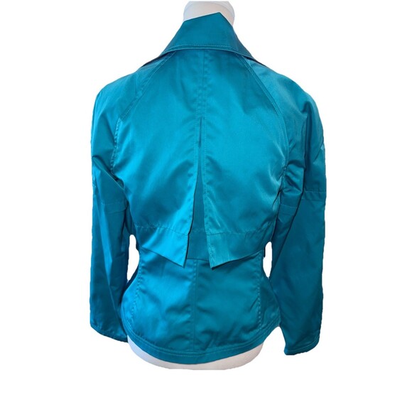NWT Carlisle Satin Utility Jacket Teal Blue Short Zip Pockets Structured Sz 6 - Picture 4 of 9